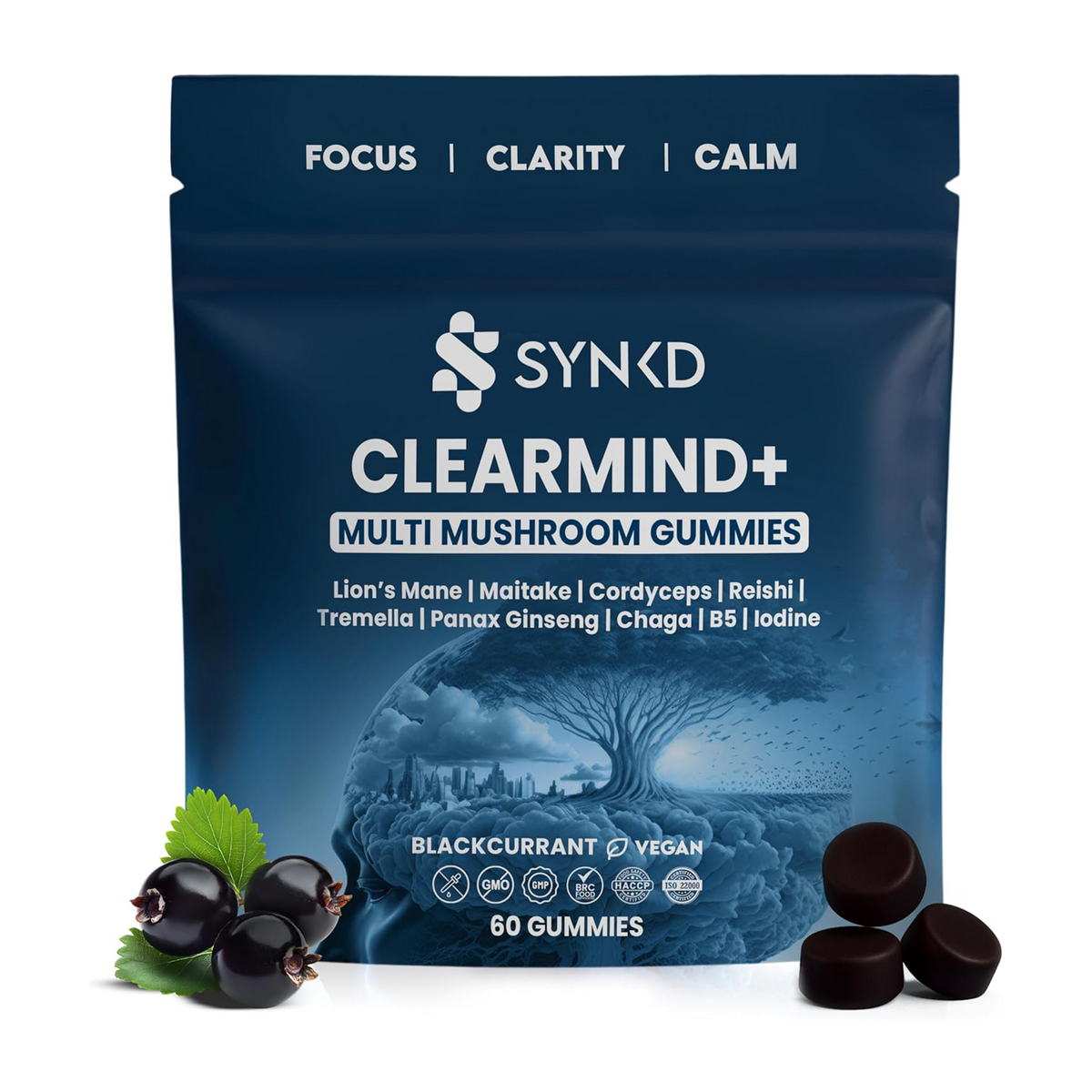 ClearMind+ Focus & Energy Mushroom Gummies (1953mg)