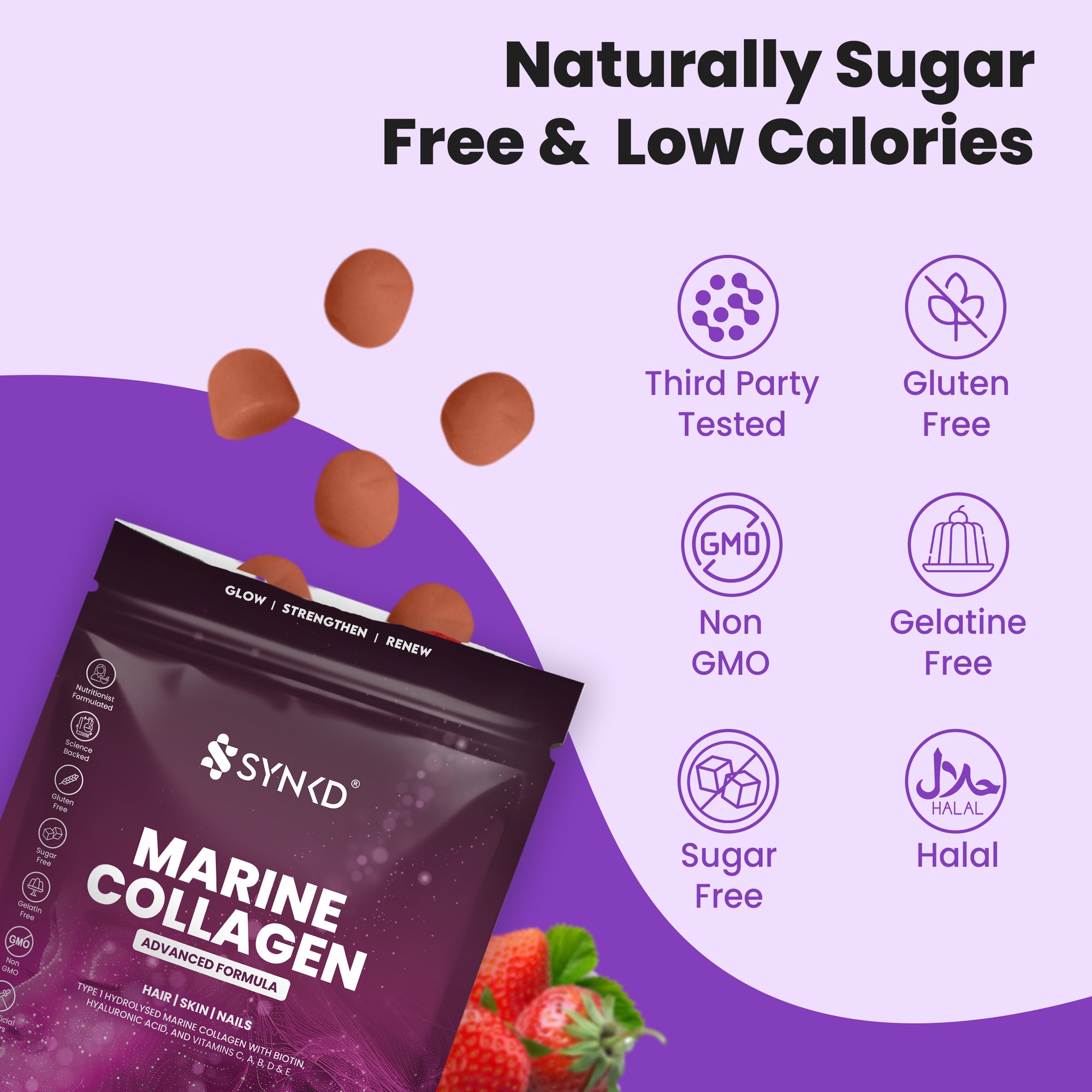 SYNKD Marine Collagen Gummies – Hair, Skin & Nails Support
