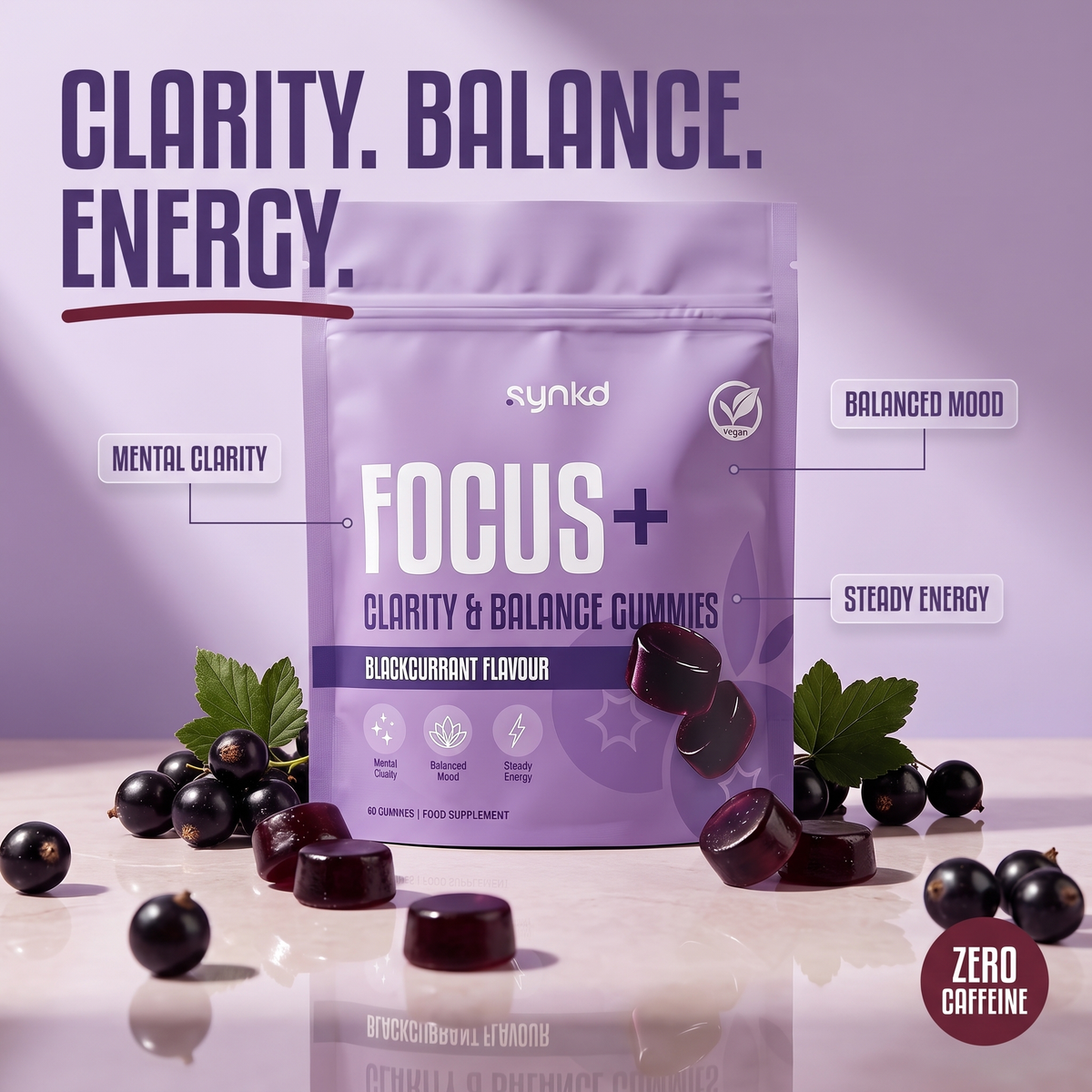 Focus & Energy Mushroom Gummies – 7 Superfood Extracts, 1953mg