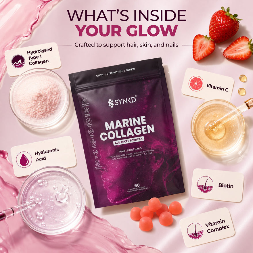 SYNKD Marine Collagen Gummies – Hair, Skin & Nails Support