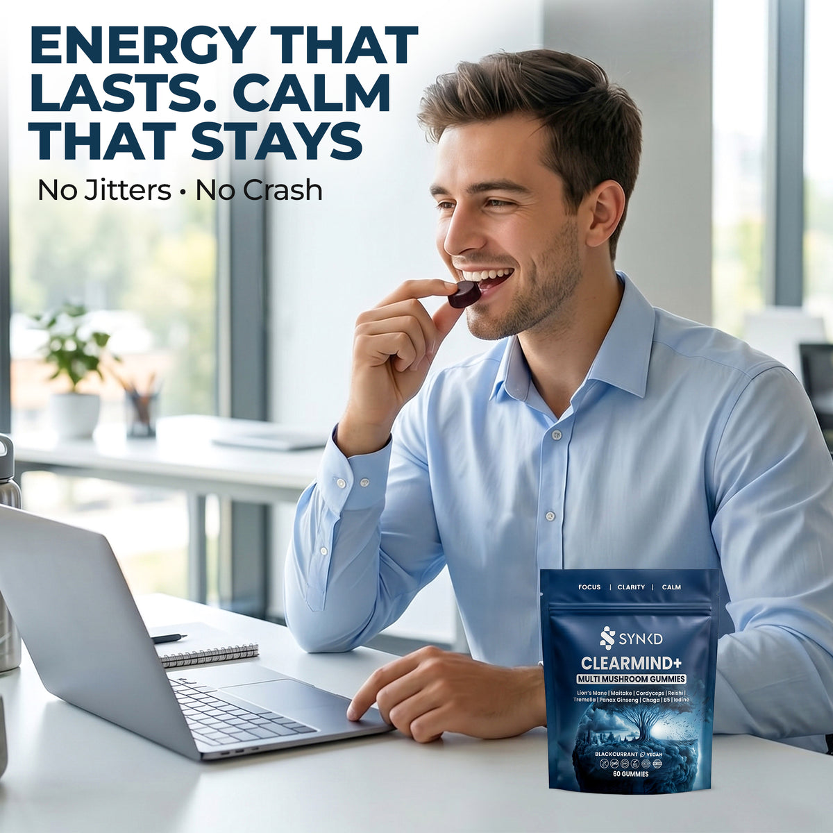 Focus & Energy Mushroom Gummies – 7 Superfood Extracts, 1953mg