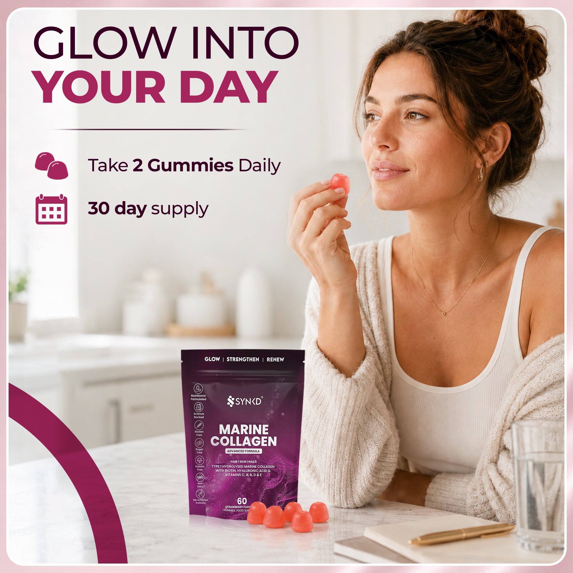 SYNKD Marine Collagen Gummies – Hair, Skin & Nails Support