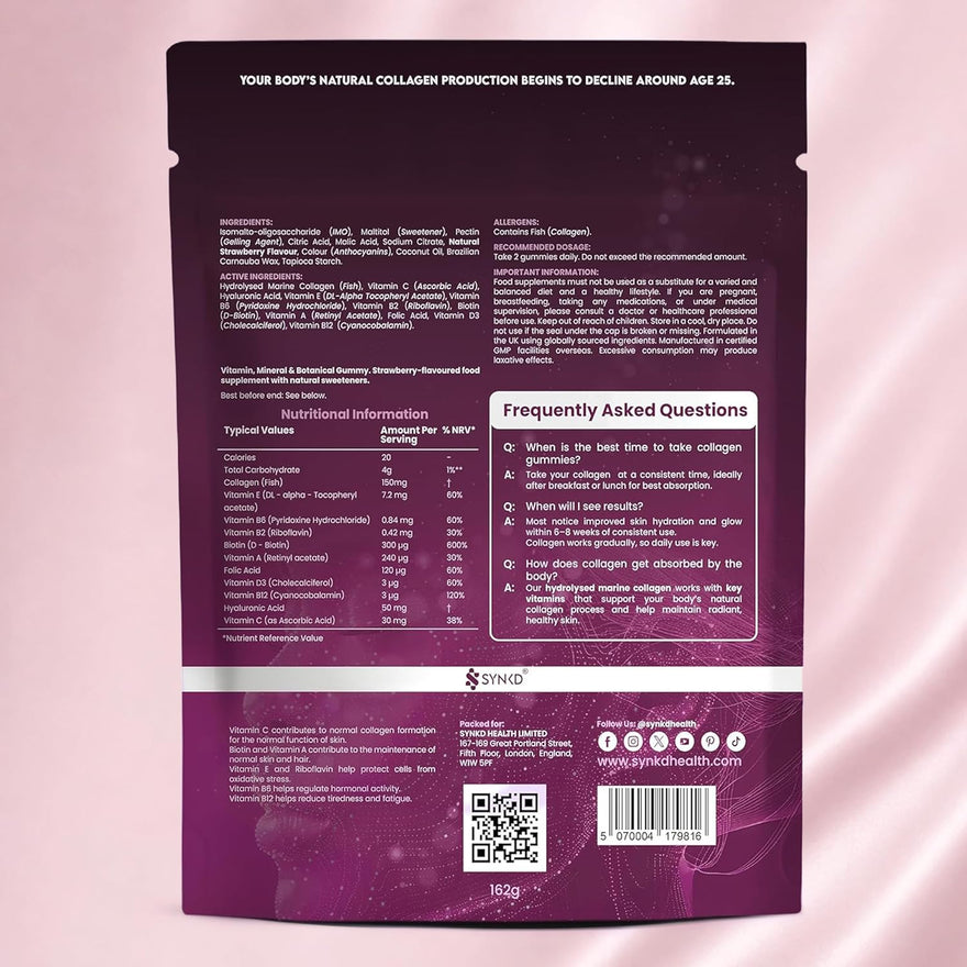 SYNKD Marine Collagen Gummies – Hair, Skin & Nails Support
