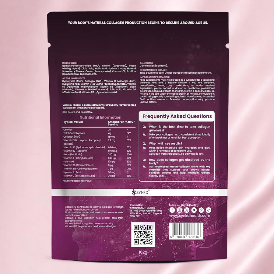 SYNKD Marine Collagen Gummies – Hair, Skin & Nails Support
