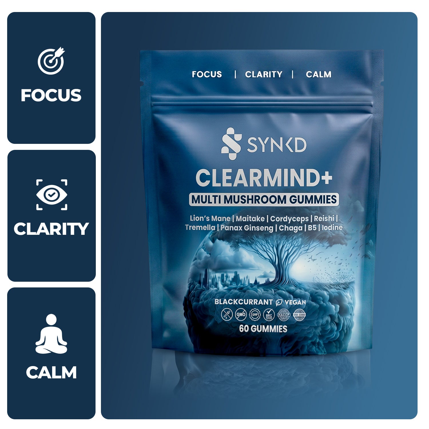 ClearMind+ Focus & Energy Mushroom Gummies 1953mg